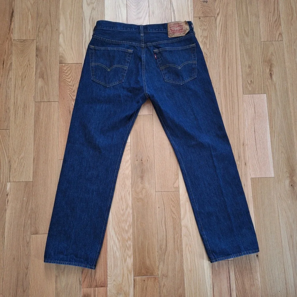 Levi's 501 Original Fit Straight Leg Button Fly Jeans Indigo Blue 36x30